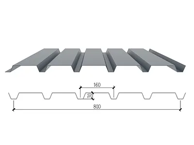 Exposed Fastener Metal Wall Panels (Trapezoidal Profile 30mm Depth×800mm Width)
